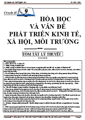 Tài liệu ôn thi THPT Quốc gia môn Hóa học - Chuyên đề 9 Hóa học và vấn đề phát triển kinh tế, xã hội, môi trường
